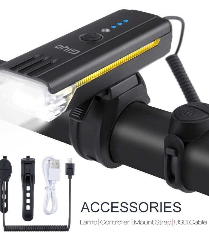 Giyo Multi Function Cycling Headlight Horn Remote Control Bicycle Front Flashlight Road Bike Handlebar Lamp MTB USB Charge Torch
