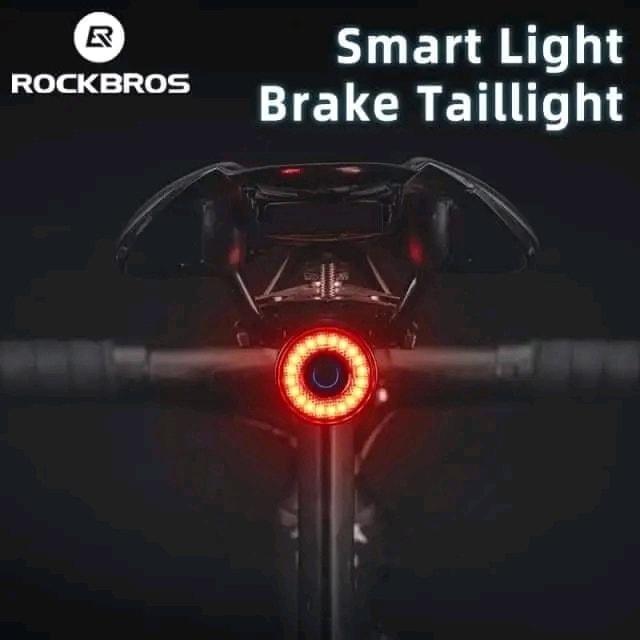 ROCKBROS Bicycle Lights Smart Creative Three Color Bicycle Warning Taillights Type-C Rechargeable Auto Wake-Up Bike Rear Lamp