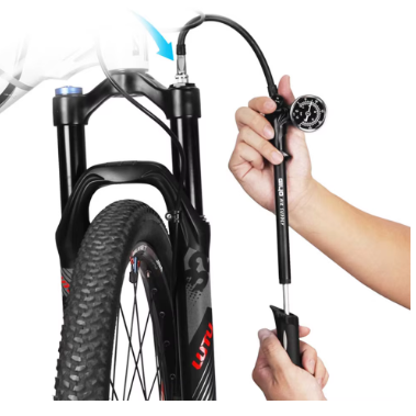 GIYO GS-02D Foldable 300PSI High-Pressure Bicycle Air Shock Pump With Lever & Gauge for Fork and Rear Suspension Mountain Bike