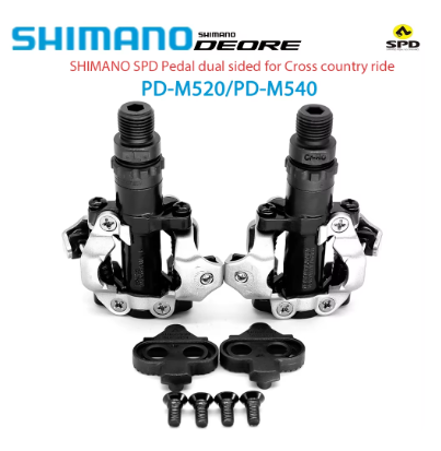 SHIMANO Bicycle PD-M520 Bike Pedals Double-sided SPD With SM-SH51 Cleat Set Bearing MTB Bike Self Locking Pedal Original Parts